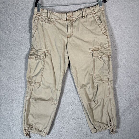 Co Pants - Polo Jeans Co Ralph Lauren Cargo Capris Women Size 32x21 Khaki Tie Ankle Utility
